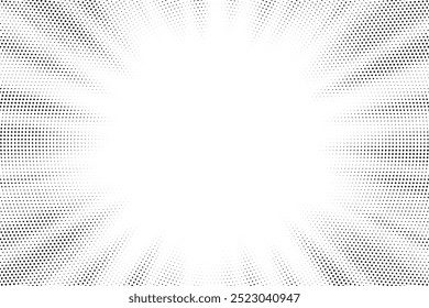 Fundo abstrato de explosão solar de meio-tom. Desenho de capa de tira de quadrinhos de arte pop. Explosão, história em quadrinhos de estilo retro isolada, fundo radial.