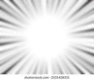 Fondo Abstractas de explosión de sol de semitono. Diseño de portada de tira de cómic de arte Pop. Explosión, fondo radial de cómics de estilo retro aislados.