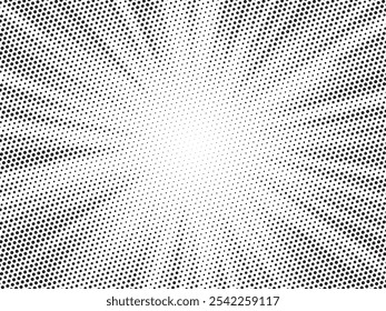 Abstract halftone sunburst background. Pop art comic book strip cover design. Explosion, isolated retro style comics radial background.	