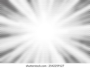 Abstract halftone sunburst background. Pop art comic book strip cover design. Explosion, isolated retro style comics radial background.	