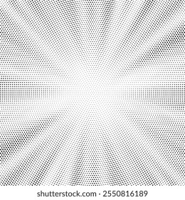 Abstract halftone sunburst background. Pop art comic book strip cover design. Explosion, isolated retro style comics radial background.