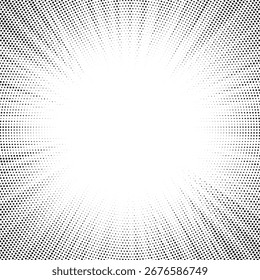 Abstrakter Halbtonhintergrund. Pop Art Comic-Streifen-Cover-Design. Explosion, einzelne Retro-Stil Comics radialen Hintergrund.