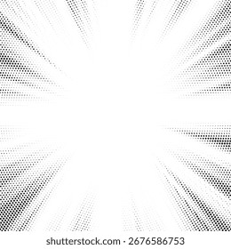 Fundo abstrato de explosão solar de meio-tom. Desenho de capa de tira de quadrinhos de arte pop. Explosão, história em quadrinhos de estilo retro isolada, fundo radial.