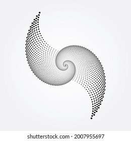 Abstract halftone swirl circular background. Fabric design element. Halftone circle dots texture, pattern, object, backdrop, . Vector design element for various purposes.