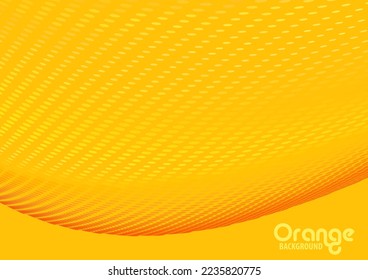 Abstract halftone swirl with orange and yellow dots on amber background. Vector graphic pattern