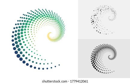 abstract halftone swirl pattern in differents color.