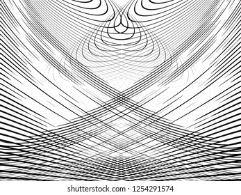 Abstract halftone, symmetrical pattern. Phantasmagoria lines.