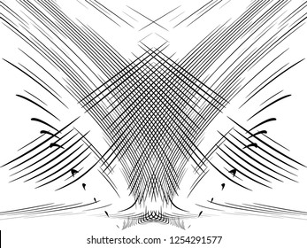 Abstract halftone, symmetrical pattern. Phantasmagoria lines.