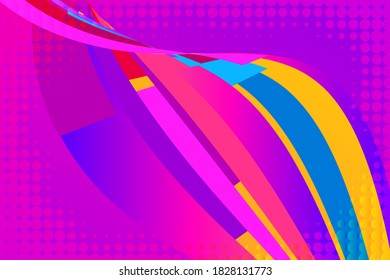Abstract halftone texture background. Color plastic shapes, stripes, ribbons, waves modern pattern. Abstract 3d vector fluid gradients, splashes