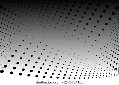 Abstract Halftone Texture Background Of Dots. Halftone dotted diagonal gradient. Black and white Halftone horizontal background. EPS vector illustration