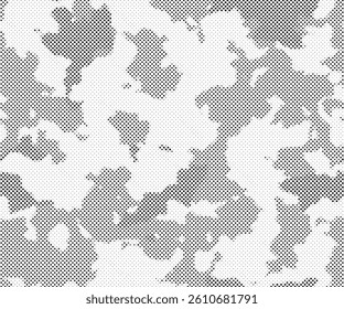 Abstract Halftone Texture Background. Half Tone Camouflage Effect Monochrome Pattern. Minimal Dynamic Dotted Wallpaper 