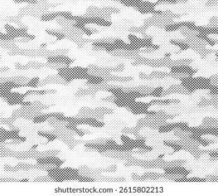 Abstract Halftone Texture Background. Half Tone Camouflage Effect Monochrome Pattern. Minimal Dynamic Dotted Wallpaper 