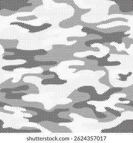 Abstract Halftone Texture Background. Half Tone Camouflage Effect Monochrome Pattern. Minimal Dynamic Dotted Wallpaper.