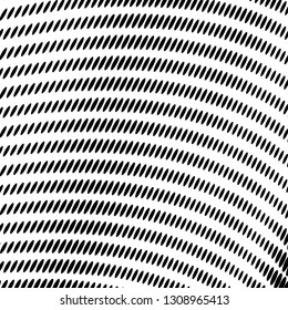 Abstract halftone texture of black dots on white background. The monochrome background is chaotic. Template for printing on posters, business cards, badges