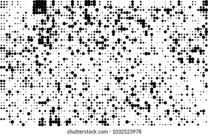 An abstract halftone texture. Black and white pattern of dots on a white background. Texture for printing on business cards, badges, posters, labels