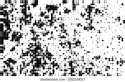 An abstract halftone texture. Black and white pattern of dots on a white background. Texture for printing on business cards, badges, posters, labels