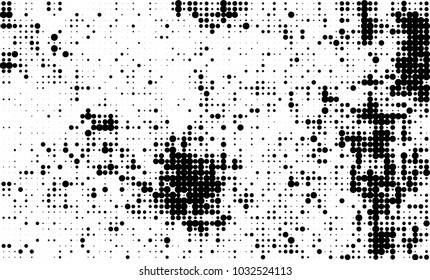 An abstract halftone texture. Black and white pattern of dots on a white background. Texture for printing on business cards, badges, posters, labels
