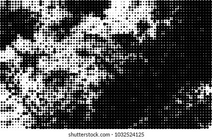 An abstract halftone texture. Black and white pattern of dots on a white background. Texture for printing on business cards, badges, posters, labels