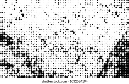 An abstract halftone texture. Black and white pattern of dots on a white background. Texture for printing on business cards, badges, posters, labels