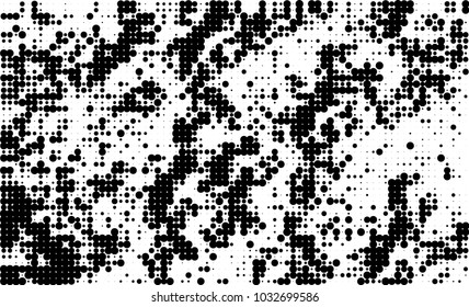 An abstract halftone texture. Black and white pattern of dots on a white background. Texture for printing on business cards, badges, posters, labels