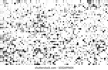 An abstract halftone texture. Black and white pattern of dots on a white background. Texture for printing on business cards, badges, posters, labels
