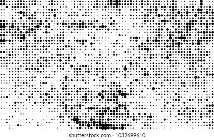 An abstract halftone texture. Black and white pattern of dots on a white background. Texture for printing on business cards, badges, posters, labels