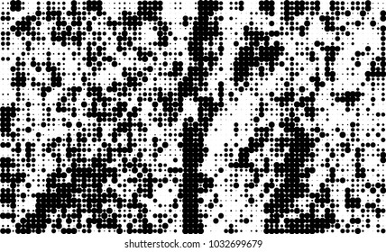 An abstract halftone texture. Black and white pattern of dots on a white background. Texture for printing on business cards, badges, posters, labels