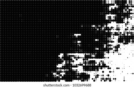 An abstract halftone texture. Black and white pattern of dots on a white background. Texture for printing on business cards, badges, posters, labels