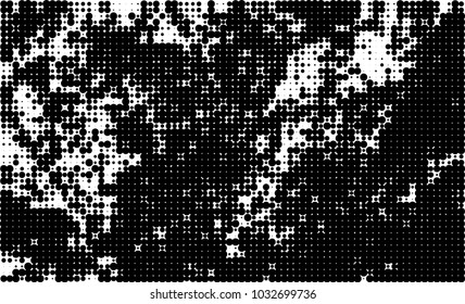 An abstract halftone texture. Black and white pattern of dots on a white background. Texture for printing on business cards, badges, posters, labels