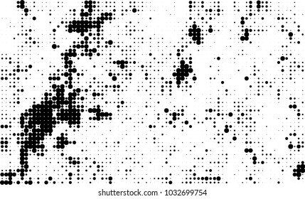 An abstract halftone texture. Black and white pattern of dots on a white background. Texture for printing on business cards, badges, posters, labels