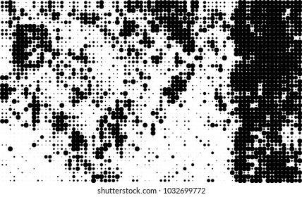 An abstract halftone texture. Black and white pattern of dots on a white background. Texture for printing on business cards, badges, posters, labels