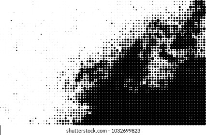 An abstract halftone texture. Black and white pattern of dots on a white background. Texture for printing on business cards, badges, posters, labels