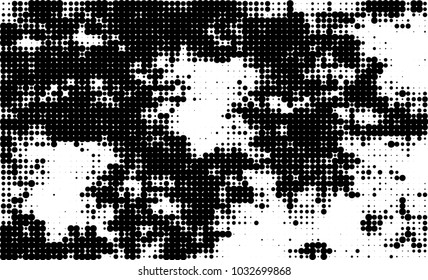 An abstract halftone texture. Black and white pattern of dots on a white background. Texture for printing on business cards, badges, posters, labels