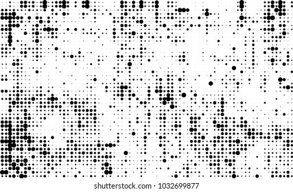 An abstract halftone texture. Black and white pattern of dots on a white background. Texture for printing on business cards, badges, posters, labels