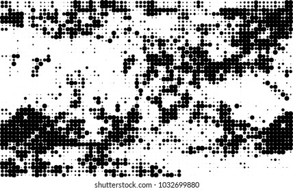 An abstract halftone texture. Black and white pattern of dots on a white background. Texture for printing on business cards, badges, posters, labels