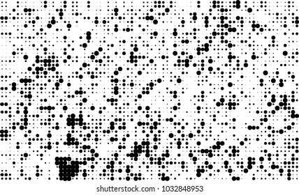 An abstract halftone texture. Black and white pattern of dots on a white background. Texture for printing on business cards, badges, posters, labels