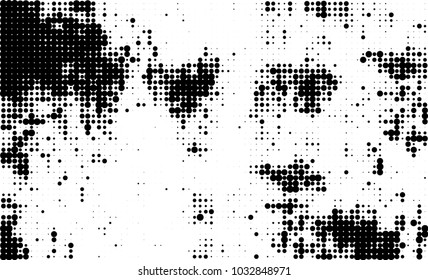 An abstract halftone texture. Black and white pattern of dots on a white background. Texture for printing on business cards, badges, posters, labels