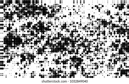 An abstract halftone texture. Black and white pattern of dots on a white background. Texture for printing on business cards, badges, posters, labels