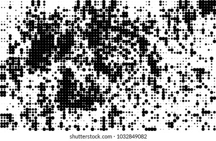 An abstract halftone texture. Black and white pattern of dots on a white background. Texture for printing on business cards, badges, posters, labels