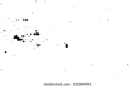 An abstract halftone texture. Black and white pattern of dots on a white background. Texture for printing on business cards, badges, posters, labels
