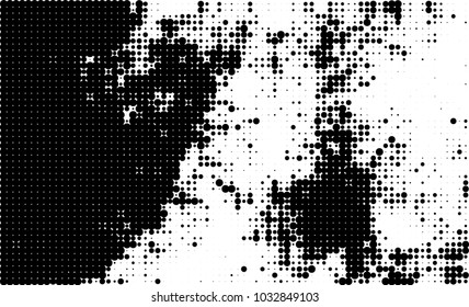 An abstract halftone texture. Black and white pattern of dots on a white background. Texture for printing on business cards, badges, posters, labels