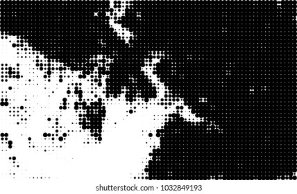 An abstract halftone texture. Black and white pattern of dots on a white background. Texture for printing on business cards, badges, posters, labels