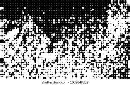 An abstract halftone texture. Black and white pattern of dots on a white background. Texture for printing on business cards, badges, posters, labels