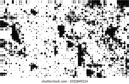 An abstract halftone texture. Black and white pattern of dots on a white background. Texture for printing on business cards, badges, posters, labels