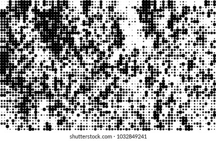 An abstract halftone texture. Black and white pattern of dots on a white background. Texture for printing on business cards, badges, posters, labels