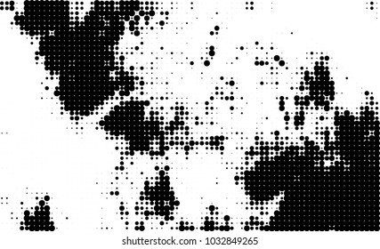An abstract halftone texture. Black and white pattern of dots on a white background. Texture for printing on business cards, badges, posters, labels