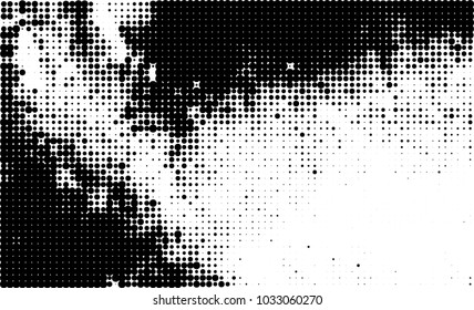 An abstract halftone texture. Black and white pattern of dots on a white background. Texture for printing on business cards, badges, posters, labels