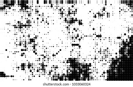 An abstract halftone texture. Black and white pattern of dots on a white background. Texture for printing on business cards, badges, posters, labels