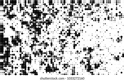 An abstract halftone texture. Black and white pattern of dots on a white background. Texture for printing on business cards, badges, posters, labels