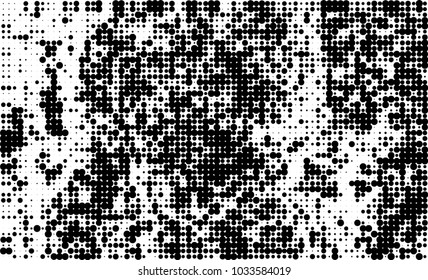 An abstract halftone texture. Black and white pattern of dots on a white background. Texture for printing on business cards, badges, posters, labels